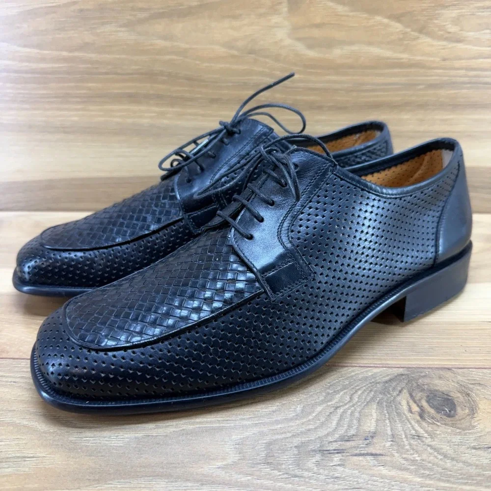 ET Wright Masters Collection Woven Oxford Mens 8.5 EE Black Leather Perf Modern